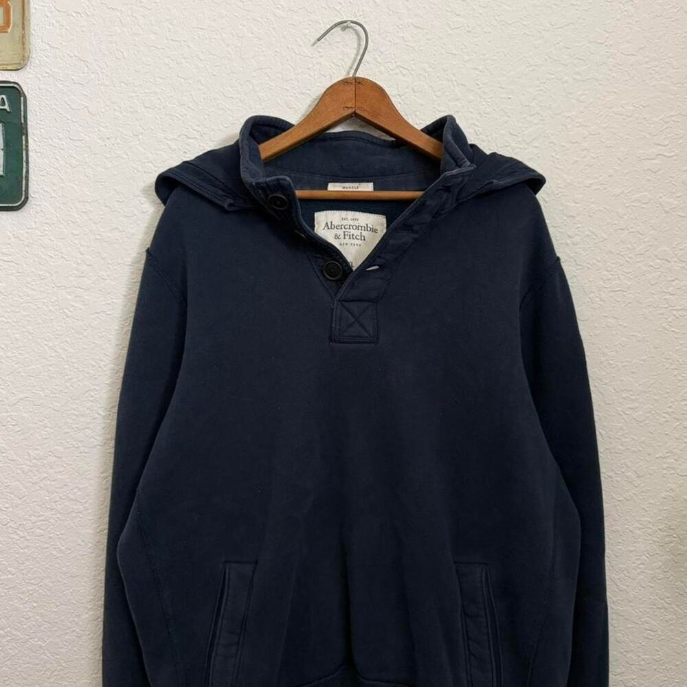 Abercrombie & Fitch Heavyweight Men's XL Navy Henley Hoodie